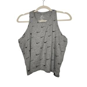 y2k Nike Swoosh Checks All Over Muscle Tank Top Crop Workout Gray Shirt lg
